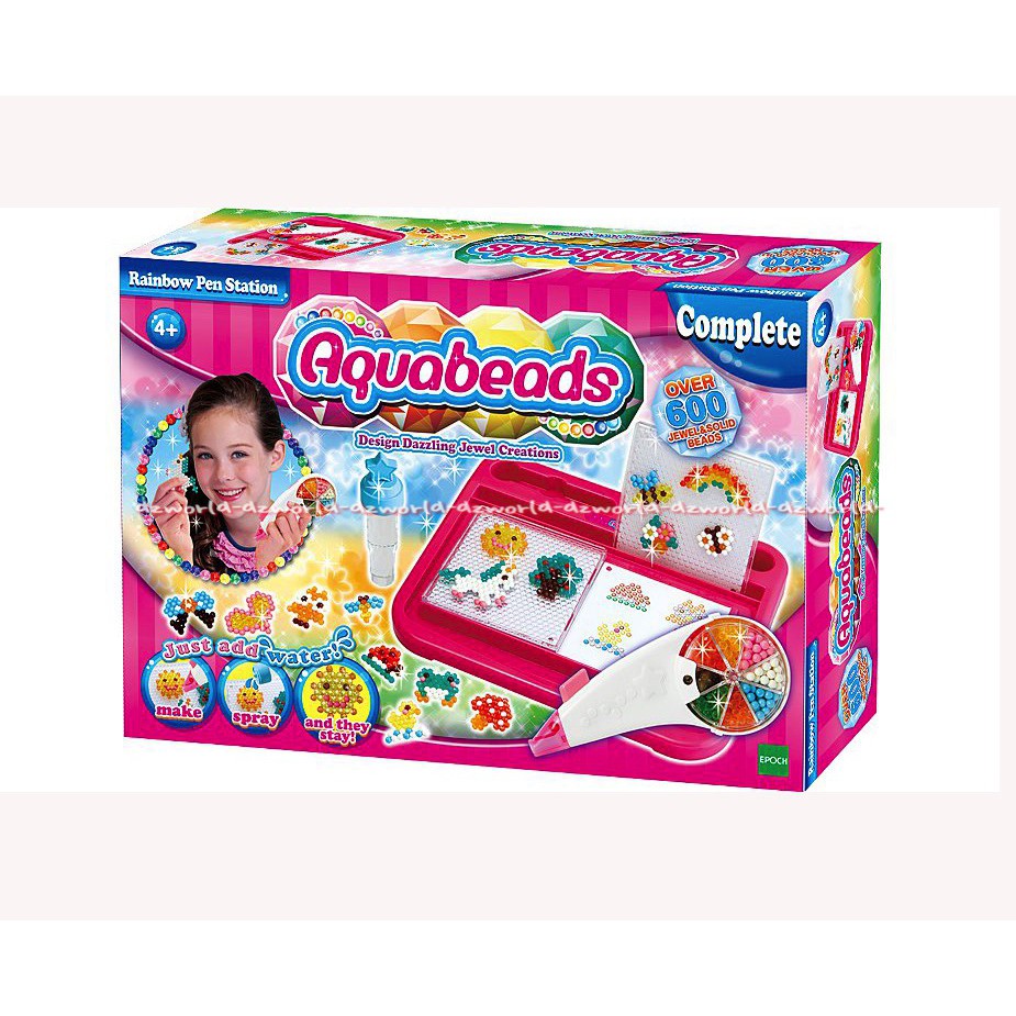 Aquabeads Rainbow Pen Station Over 600 Jawel Mainan Manik Manik Payet Melatih Kreatifitas