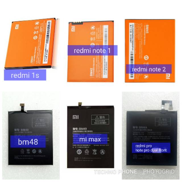 Baterai ori oem xiaomi xioami bm41 redmi 1s bm42 redmi note 1/2 bm45 bm48 bm49 bm4a mi max note pro