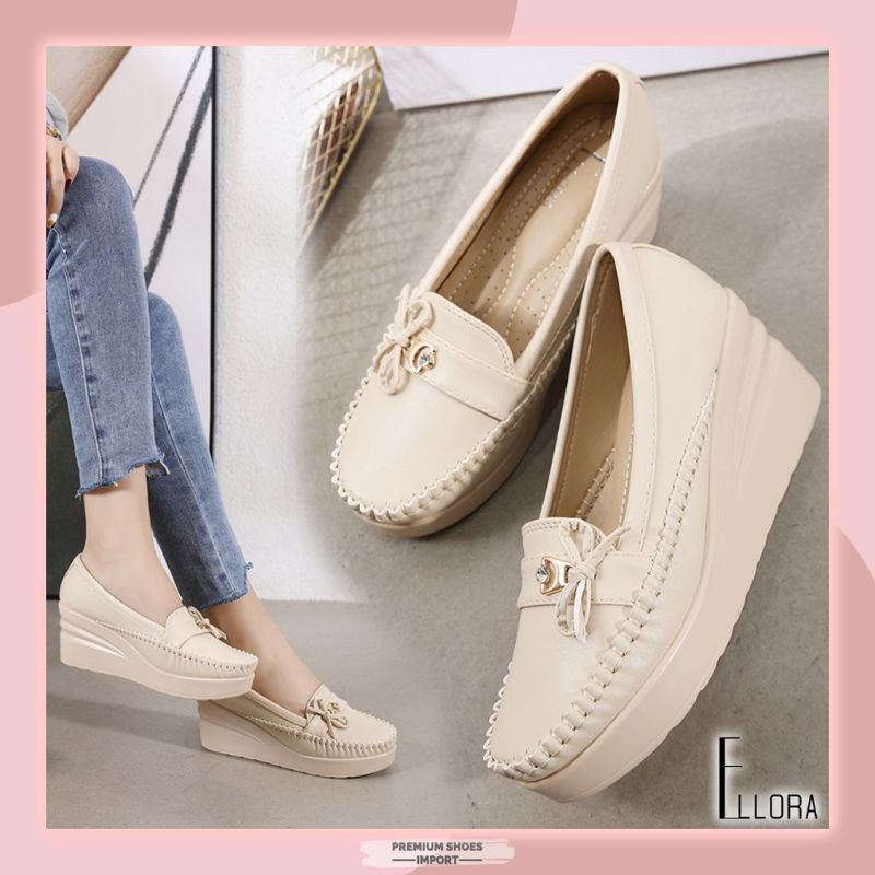 ELLORA 12ZA01 / SEPATU WEDGES WANITA IMPORT SEPATU KERJA WANITA