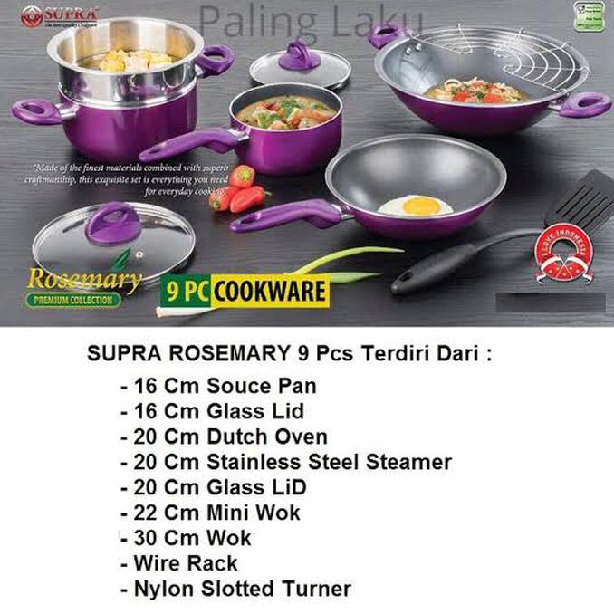 Panci Supra 9 Pcs / Supra Rosemary Teflon Set - Terbaik 