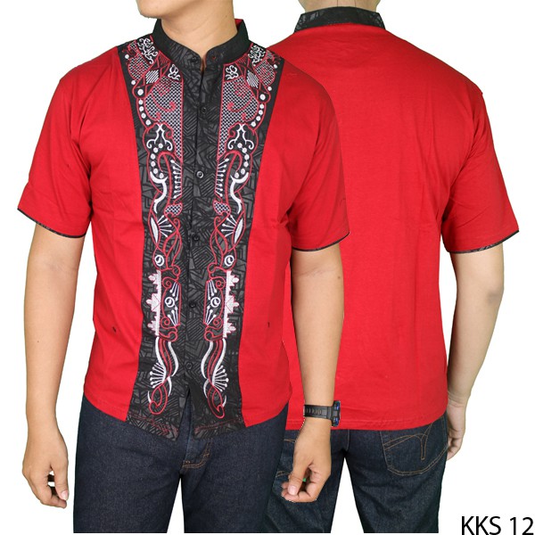 Baju Koko Lengan Pendek Terbaru Katun Merah – KKS 12