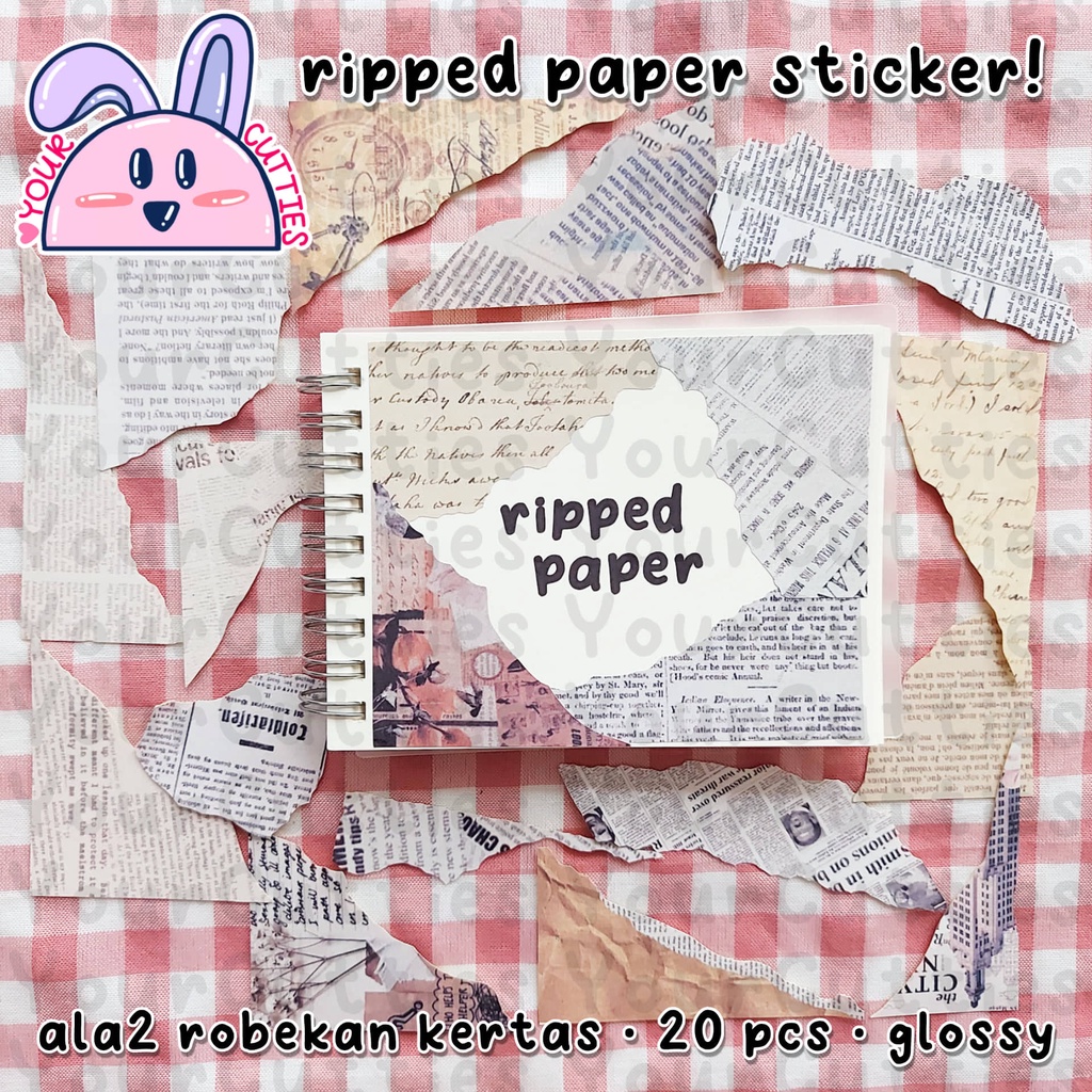 

[FLAKE] STIKER RIPPED PAPER ALA KERTAS ROBEK KORAN JURNAL BUJO PLANNER LUCU MURAH