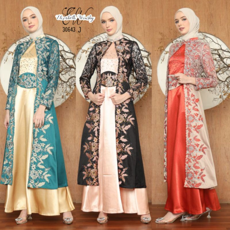 [NEW ARRIVAL] ELIZABETH WINSBY GAMIS MUSLIM FASHION GAMIS MUSLIM PESTA BAJU MUSLIM SATIN KOMBINASI B