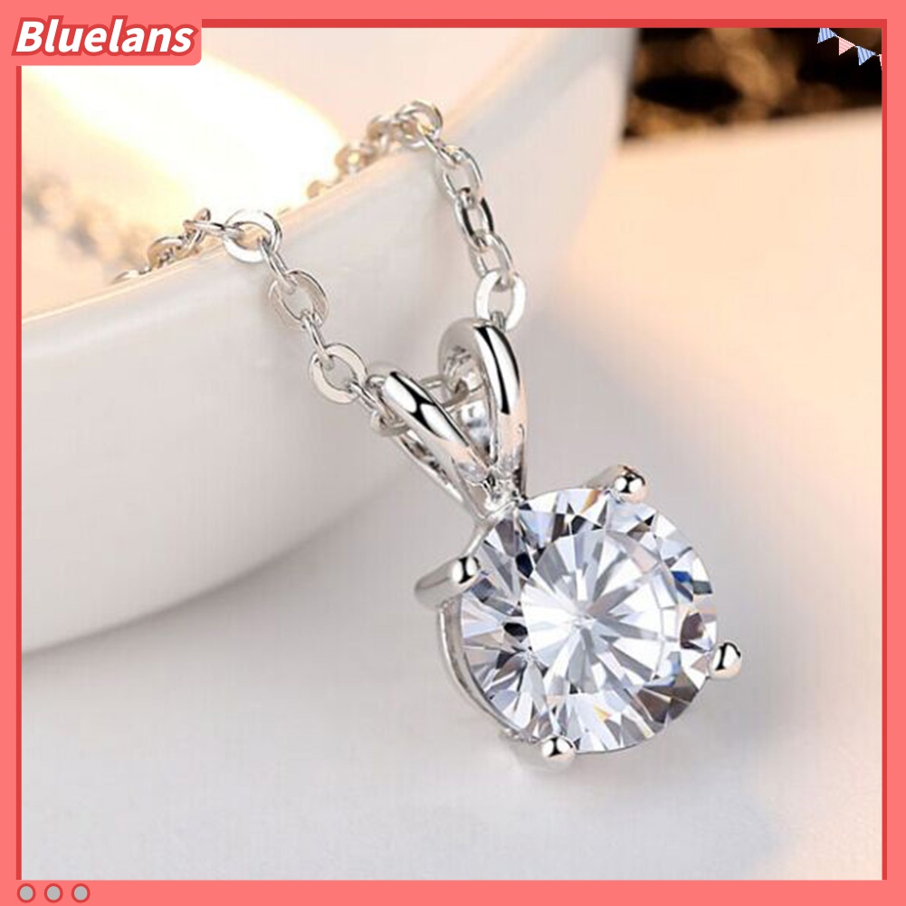 Kalung Rantai Liontin Stereoskopis Lapis Silver Aksen Berlian Imitasi Untuk Hadiah Wanita