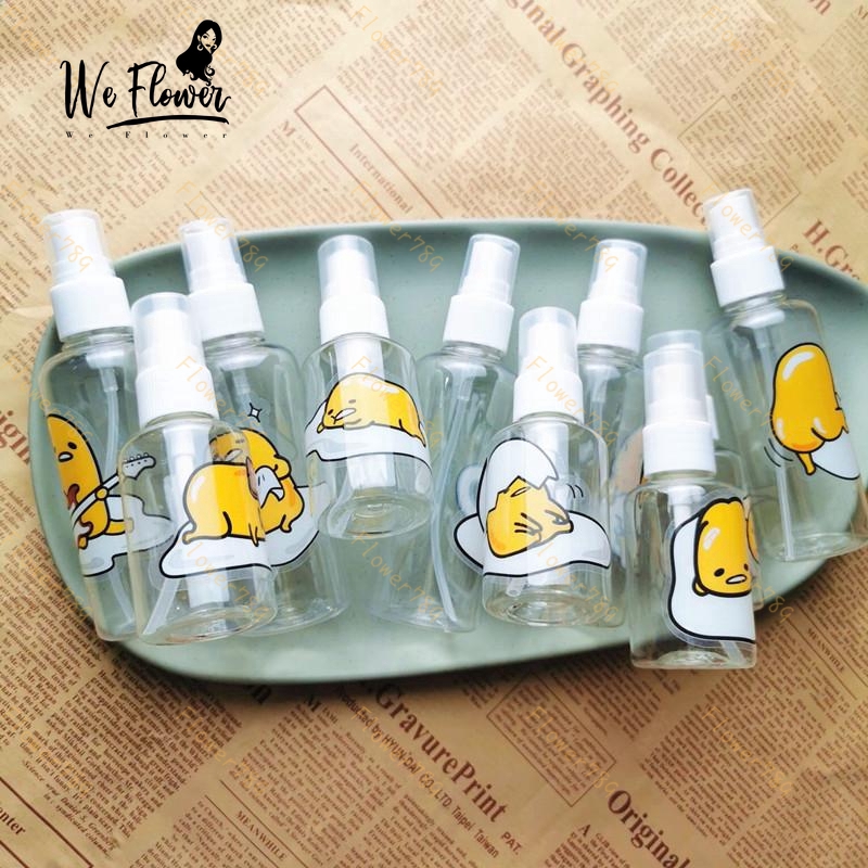 (We) Botol Spray Kosong Bahan Plastik Desain Gudetama Kapasitas 50/100ml Portabel Dapat Diisi Ulang