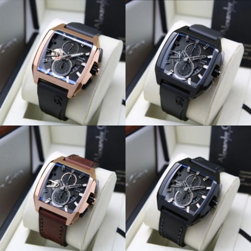 Jam Tangan Alexandre Christie 6617 AC 6617 Analog Tali Kulit & Tali Rubber Mesin Baterai Original Uk
