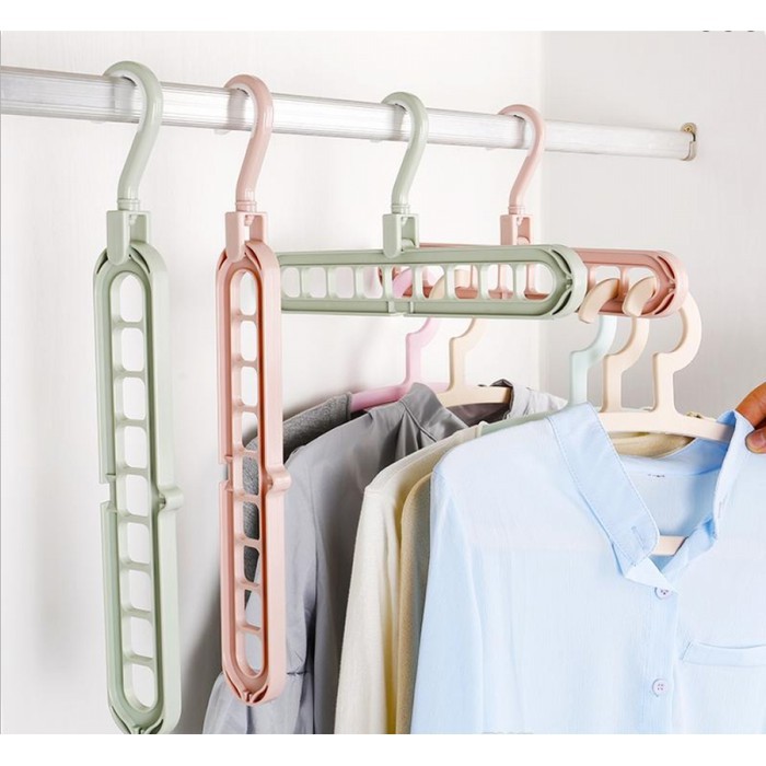 Hanger Gantungan Baju 9 Lubang Serbaguna Plastik Multifungsi Portable