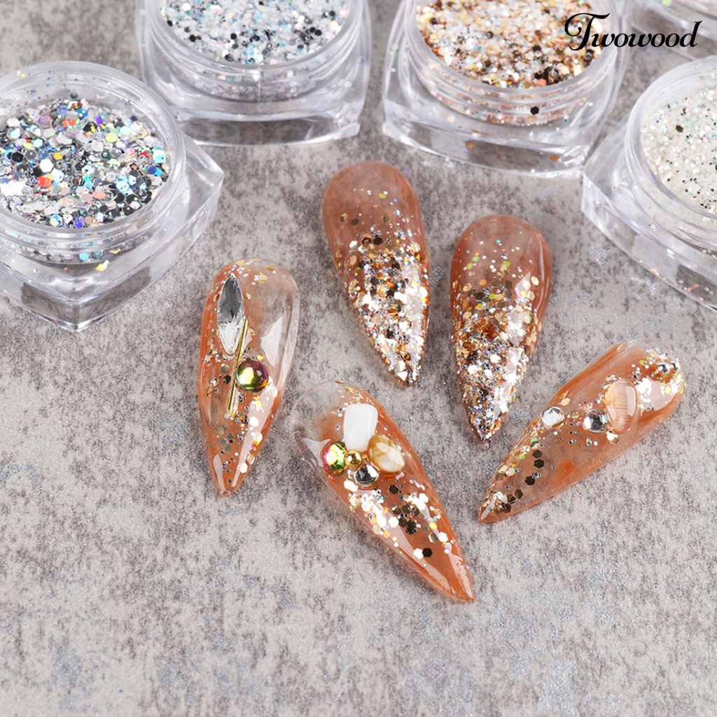 6 Pcs Bubuk Glitter Bahan Akrilik Ukuran 1g Untuk Nail Art