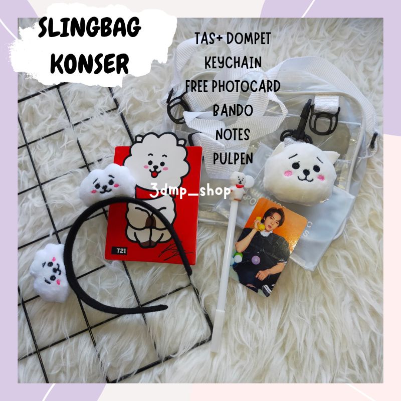 Paket lengkap slingbag konser bts sling bag tas selempang bt21 kpop rj koya mang chimmy rapmonster jin seokjin jimin mang jhope