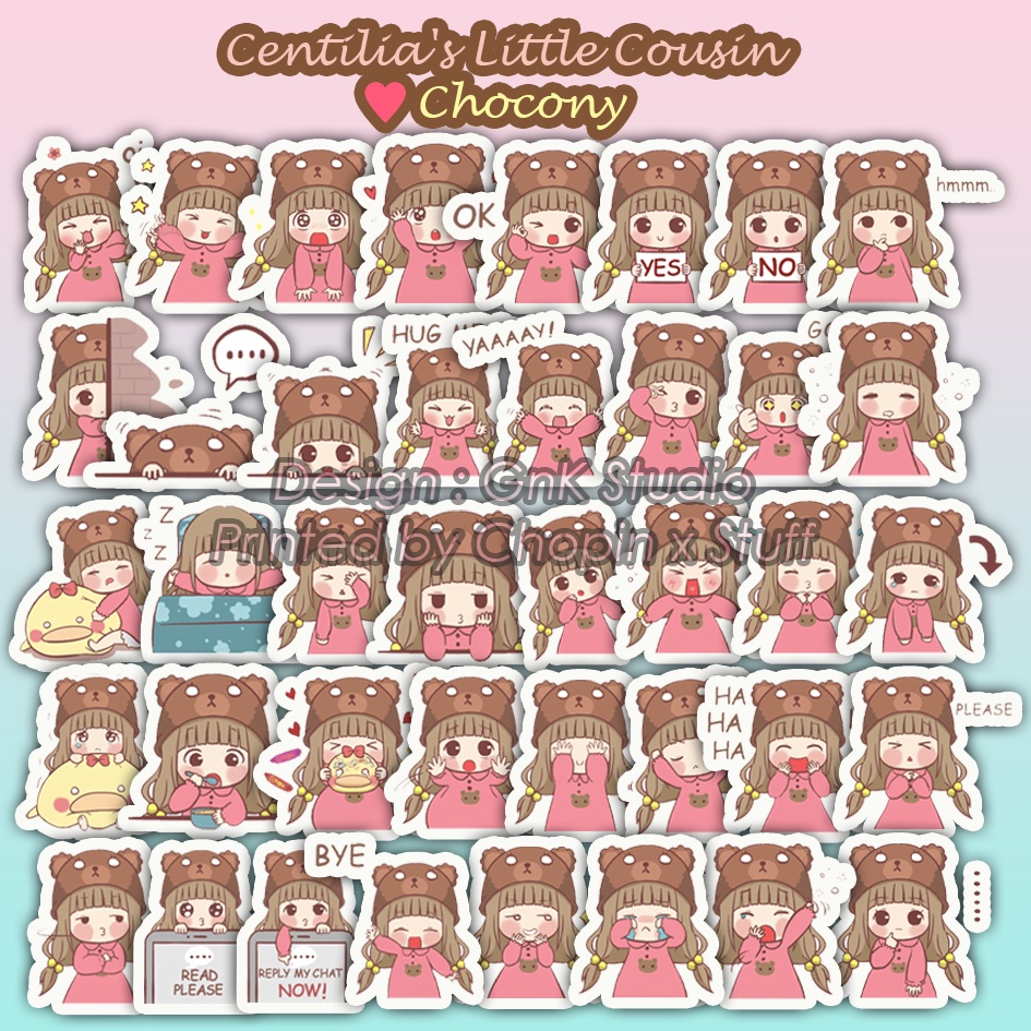 

Sticker Pack Centilia's Little Cousin Chocony (GnK Studio) / Stiker Gadis Cute Lucu Imut @40pcs (chopin.x.stuff)