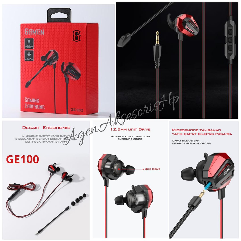 Gamen GE100 Dual Microphone Virtual Stereo Surround Sound In-ear Gaming Headset