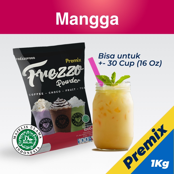 

Bubuk Minuman Boba Powder Milkshake Premix DENGAN GULA rasa buah MANGGA kemasan praktis 1 kg