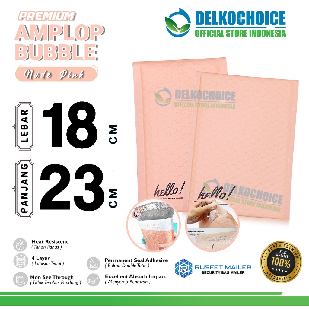 

Amplop Bubble Mailer PINK 18x23cm Bubblewrap MERAH MUDA Packing Online Envelope Rusfet PREMIUM / SATUAN