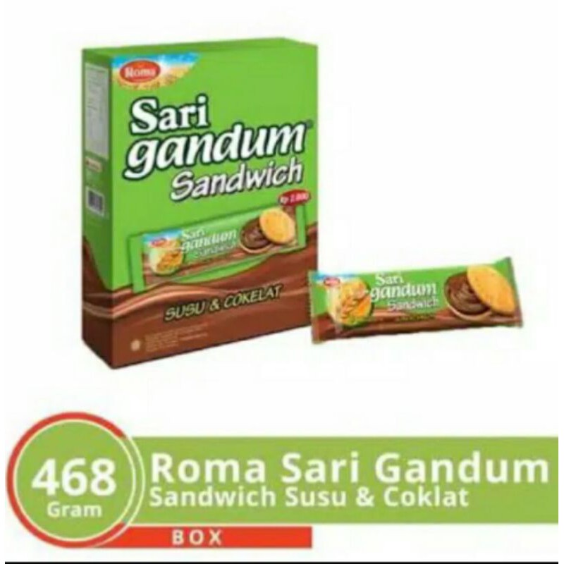 

Sari Gandum Sandwich Cokelat 12 pcs × 39 gram