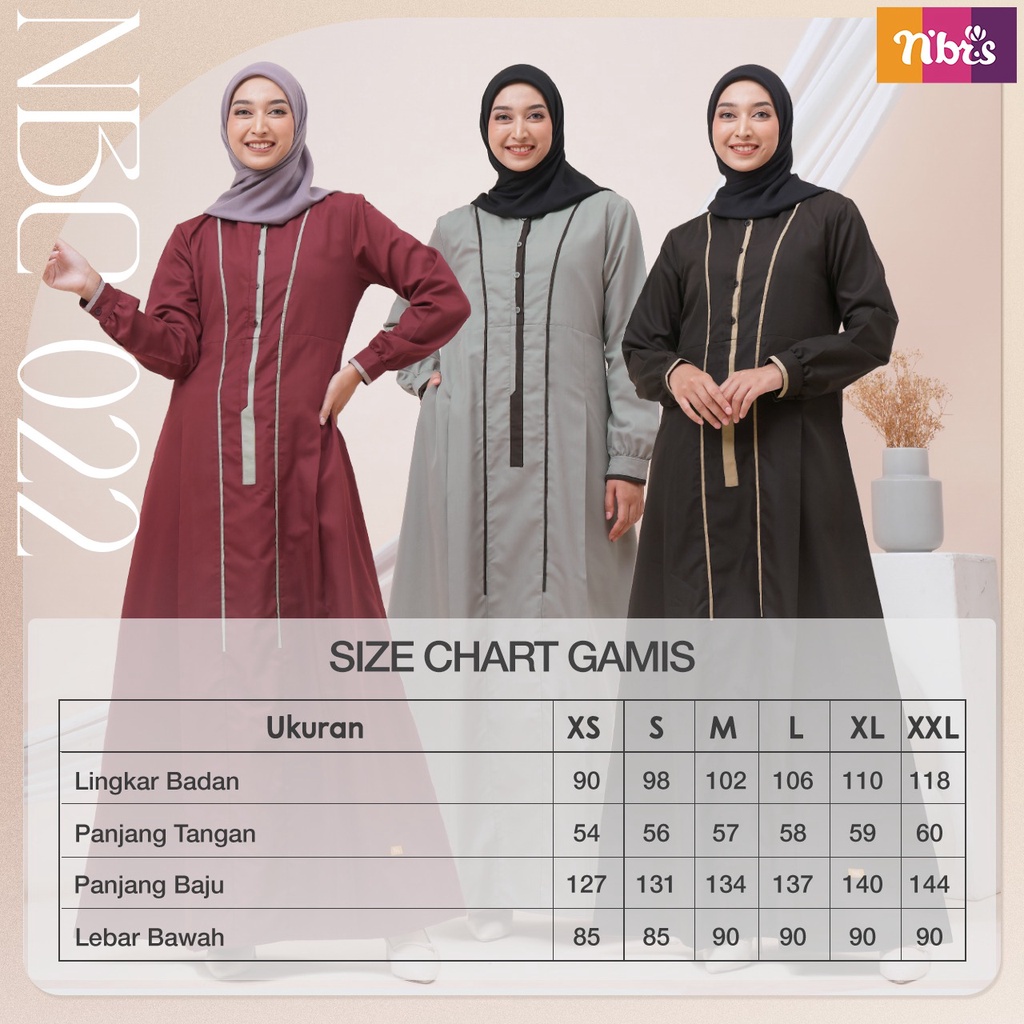 Nibras Gamis NBC 22 Bahan Toyobo Dress Fashion Muslimah Simpel bisa COD