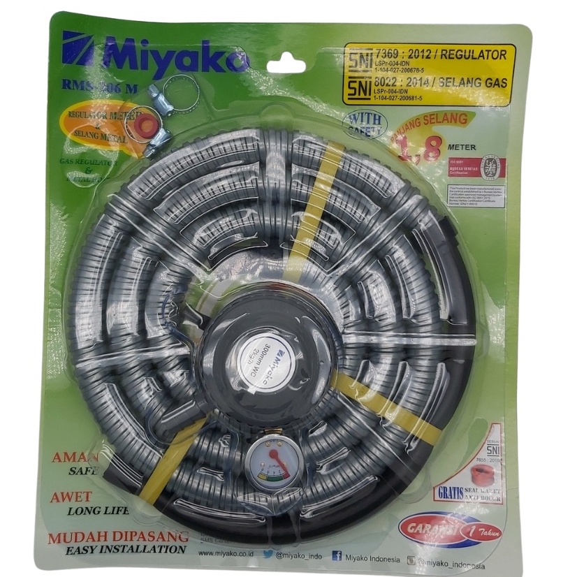 Selang Gas + Regulator Miyako RMS-206M Selang Kompor Gas Regulator