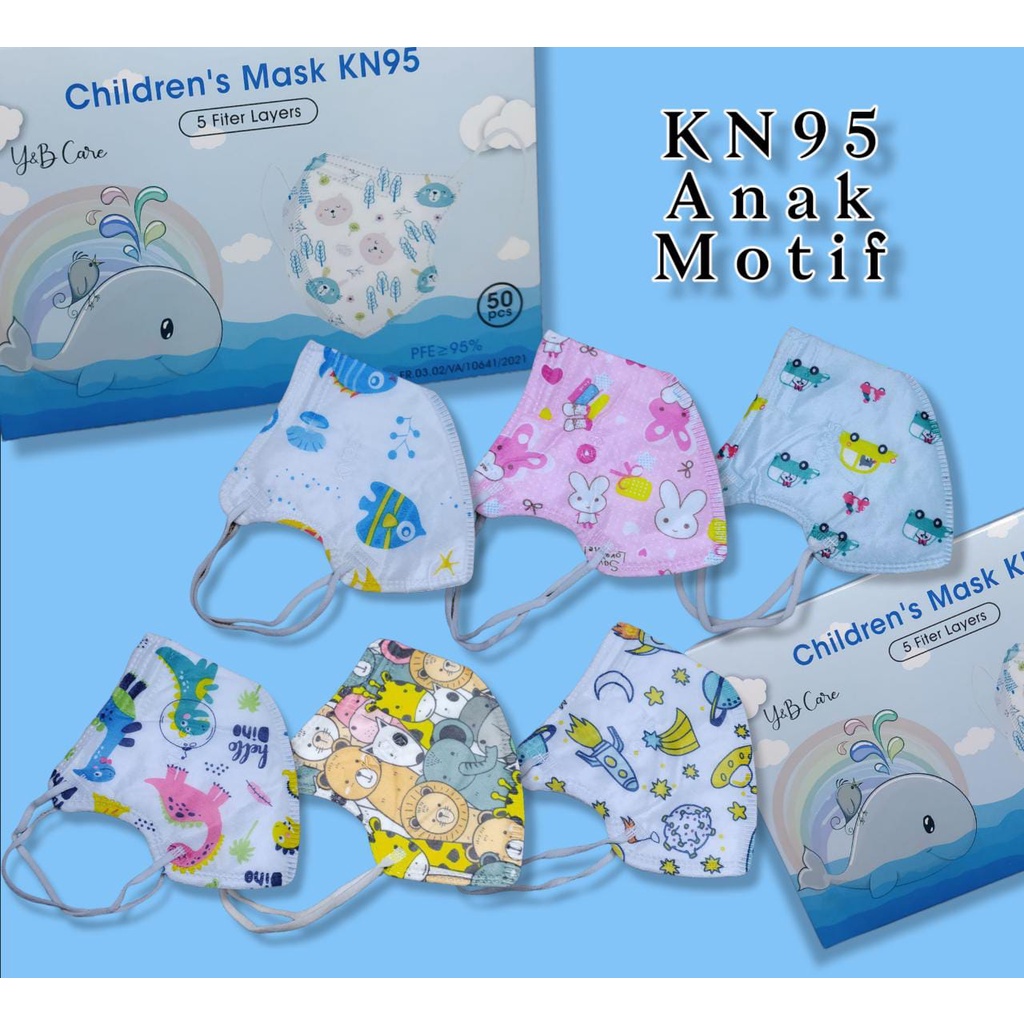masker kn95 pro anak motif 10 lembar