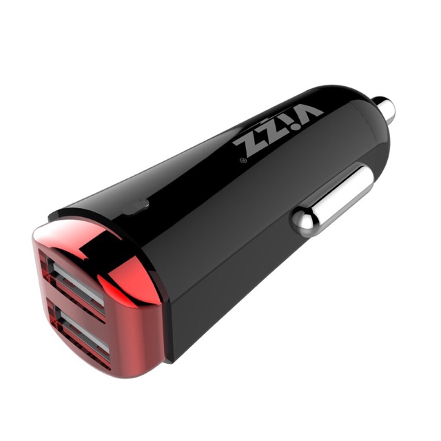 Chager mobil vizz saver car charger mobil mini tube 3.4A dual usb real kapasitas original