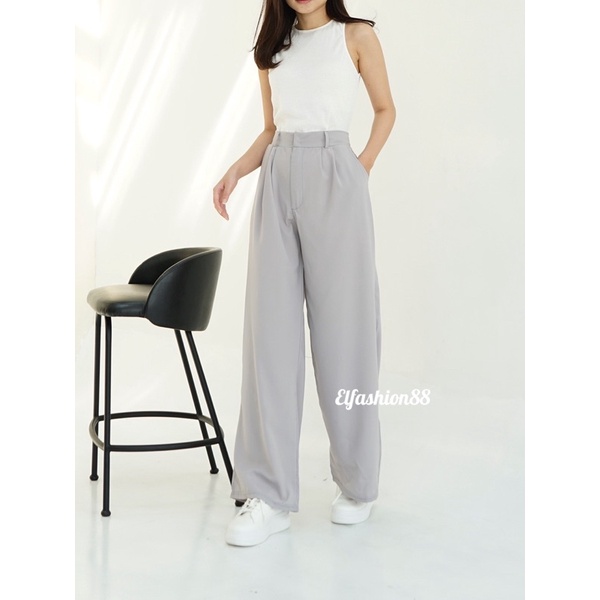 Celana Polyester Long Kulot Wanita || Highwaist Celana Kulot