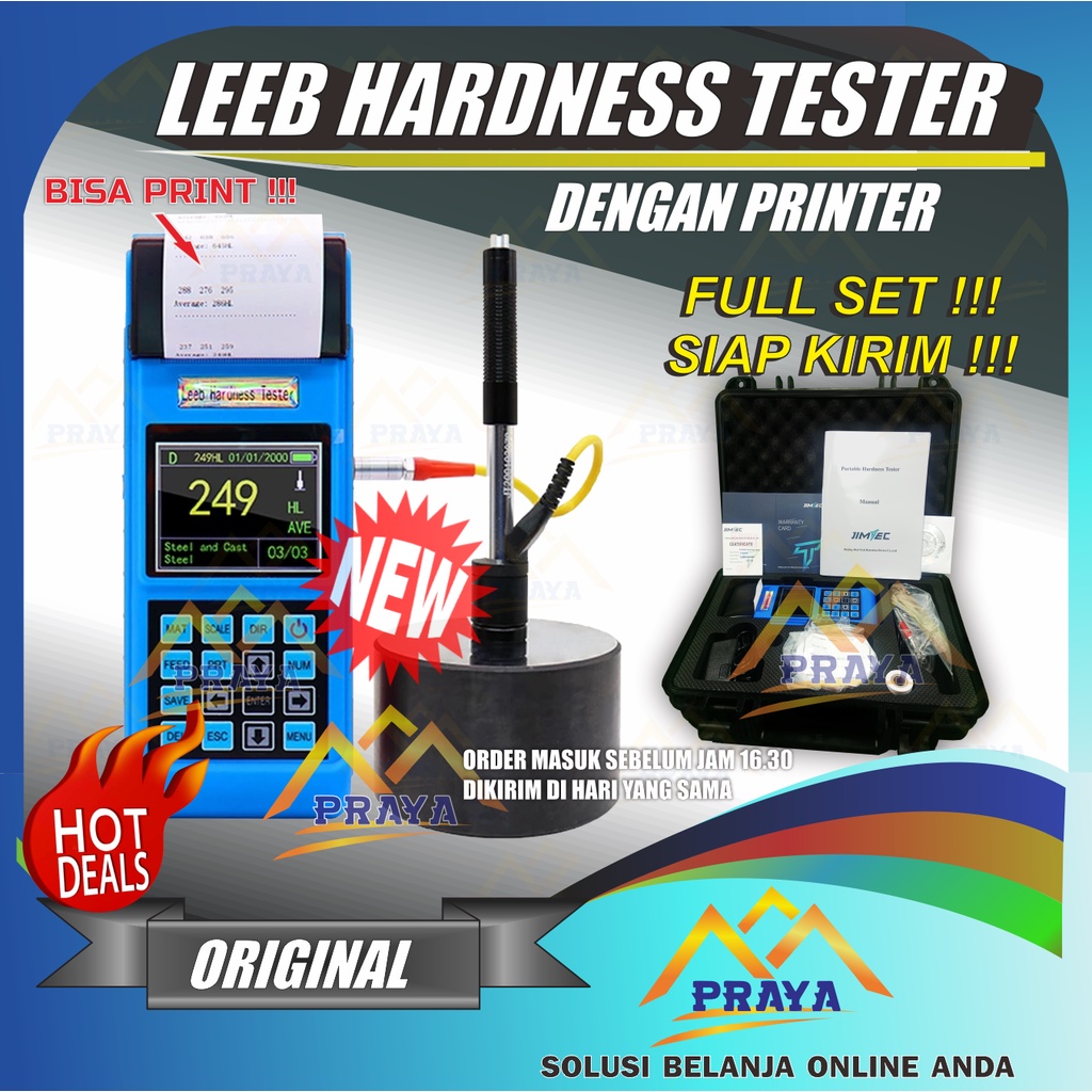 LEEB HARDNESS TESTER TES KEKERASAN BESI BAJA LOGAM PRINTER PORTABLE ALAT UJI CEK