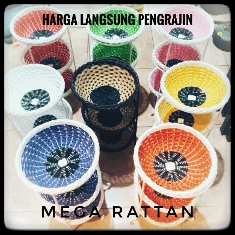 Rak Bumbu Bulat 3 Tingkat - Rotan Sintetis TEBAL PREMIUM | Rangka Besi Anti Karat - Awet Bertahun Ta