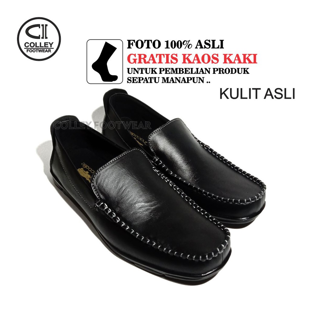 COD - SEPATU KANTOR PRIA 100% KULIT ASLI - POLOS PREMIUM - COKELAT HITAM CCN-PLS-022