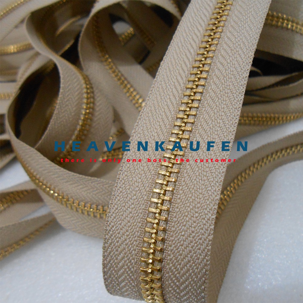 Resleting Gigi Besi YKK Cream - Emas/Gold No 5 Meteran