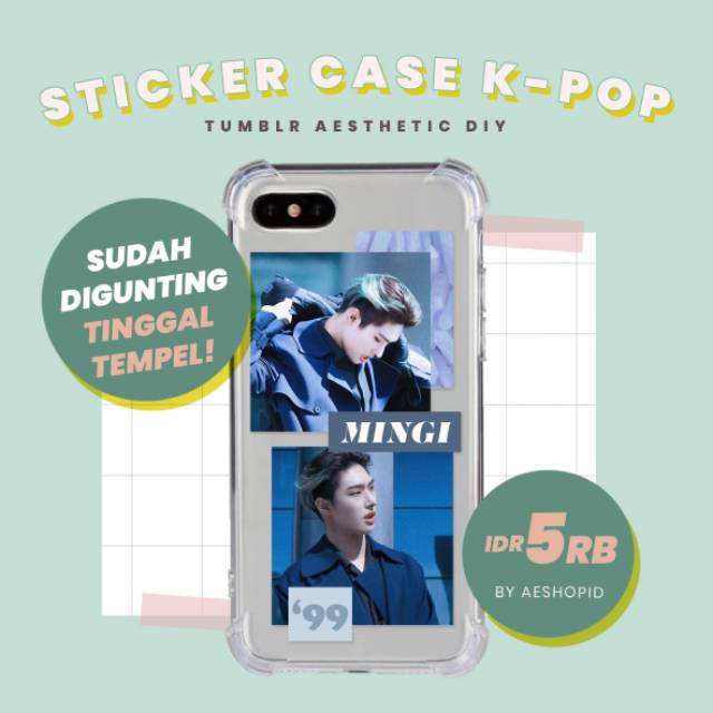 DIY sticker case Ateez set stiker hp kpop tumblr aesthetic wooyoung yunho jongho seonghwa yeosang