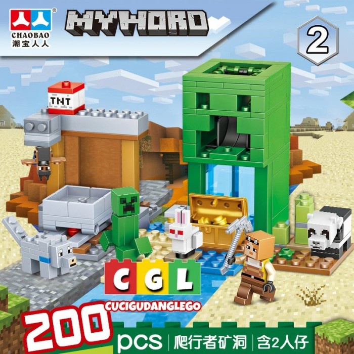 Wow Mainan Bricks Minecraft My World Creeper Mine Village Ranch Bergaransi