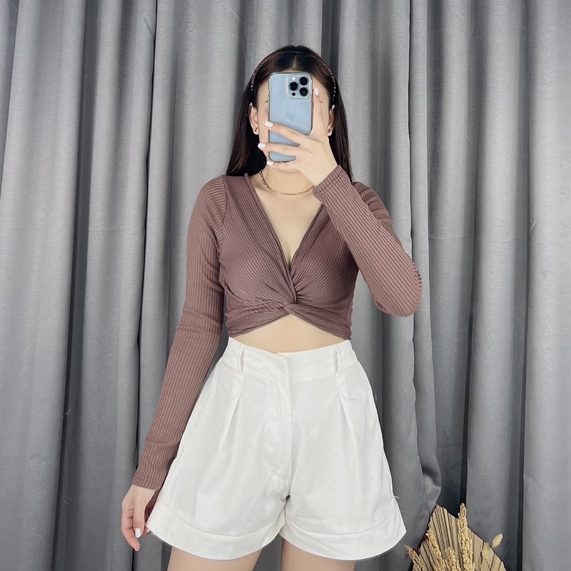 cross rib long sleeve crop | Crop top | atasan lengan panjang crop