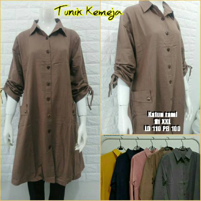 Tunik murah / tunik kemeja / tunik wanita / tunik katun rami