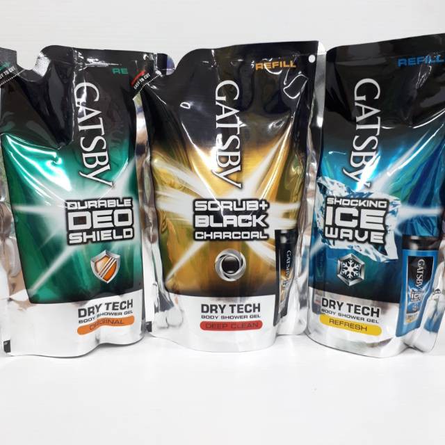 GATSBY SHOWER GEL REFILL 450ML Sabun Mandi Cair Pria 3 Varian botol Kuning Hijau Biru