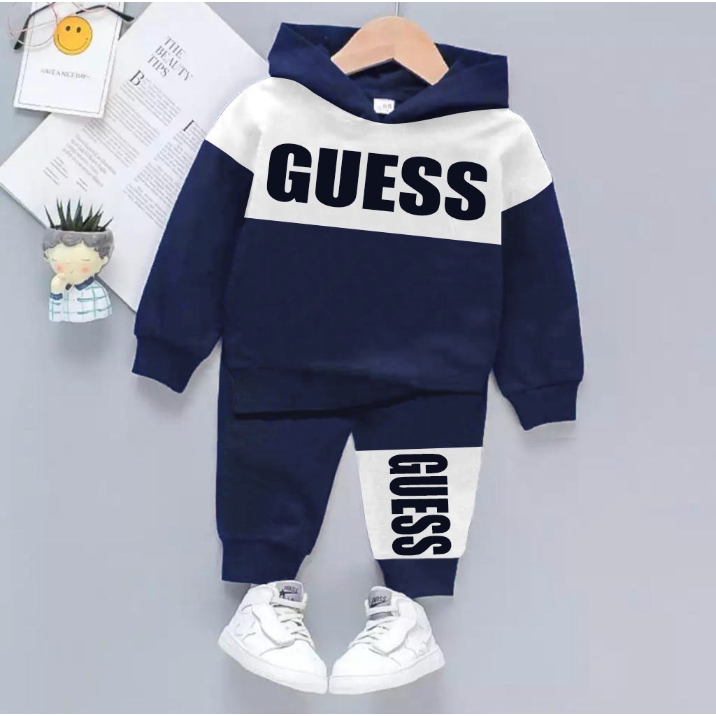 PROMO SETELAN HOODIE ANAK BALITA MOTIF GUESS 1-5 TAHUN PROMO TERBARU SETELAN HOODIE ANAK LAKI LAKI D