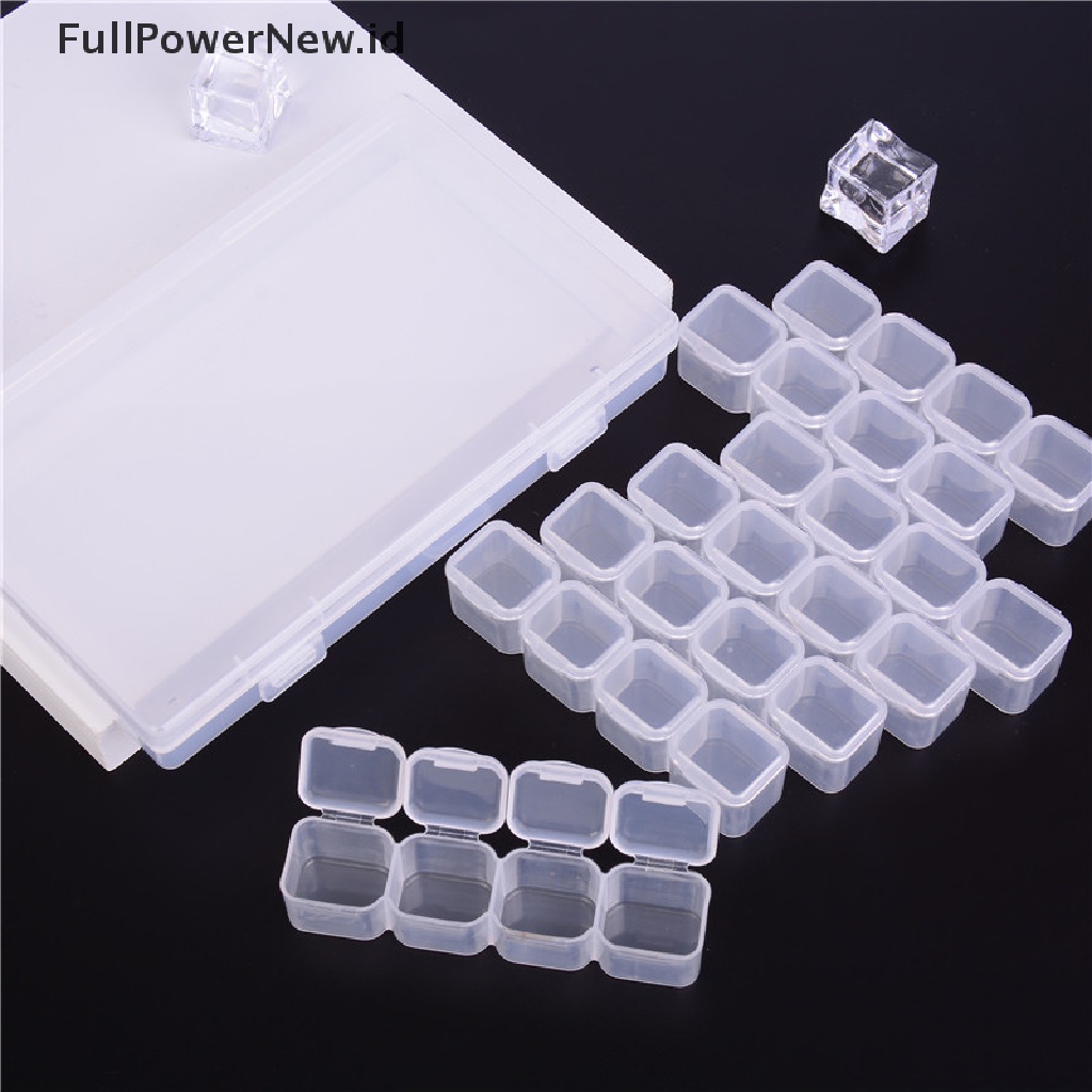 [KUKU PALSU] 28 Slots Nail Art Storage Box Plastic Transparent Display Case Organizer Holder .