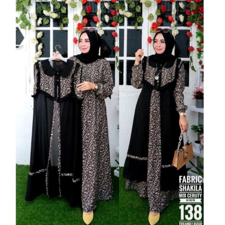 R67O Gamis rompi  sakila rompi terpisah / gamis rompi / gamis rompi sakila / gamis rompi 2 in 1 8UN