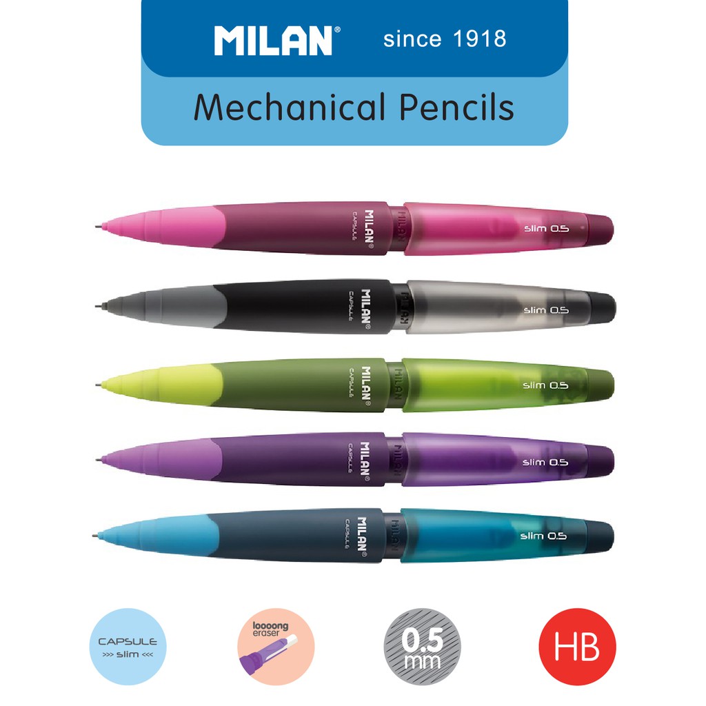 

[Zada] Milan Mechanical Pencil with Eraser 0,5mm Capsule Slim (1 Pcs #1850249