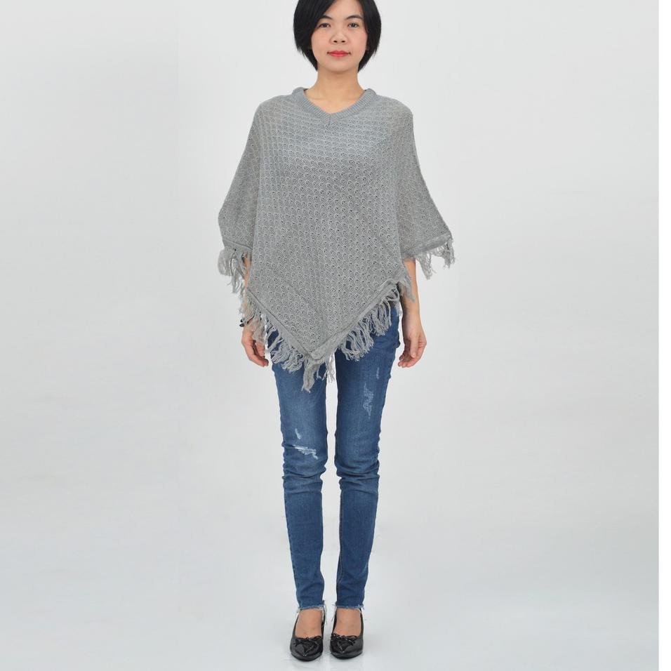 (SUPER SALE) Al-Isra Outer Rajut Wanita Ponco Rajut Wanita Motif Polos