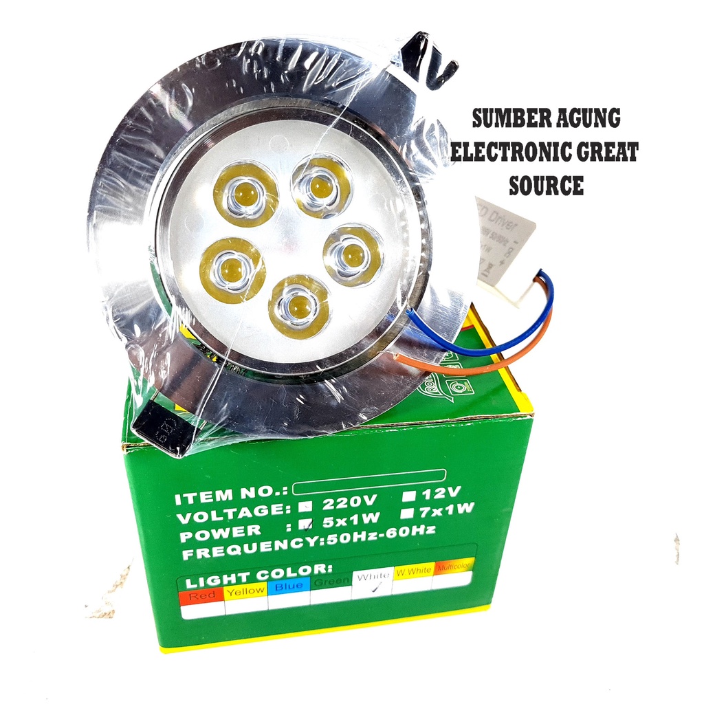 Emico Panel Downlight LED Sorot 5Mata 5x1W 5Watt Cahaya Putih 220V