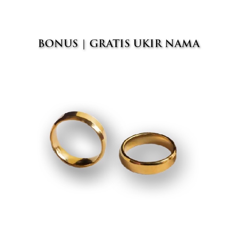 Cincin titanium gold cewek/cowok ukir nama couple