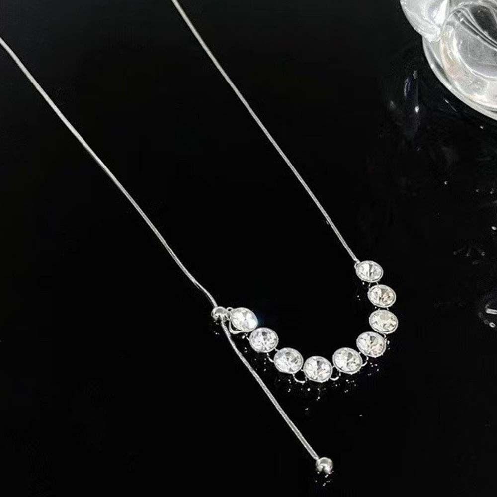 Mxbeauty Wanita Kalung Kepribadian Berlian Imitasi Mengkilap Tarik Rantai Choker Gaya Hip Hop Korea Necklace
