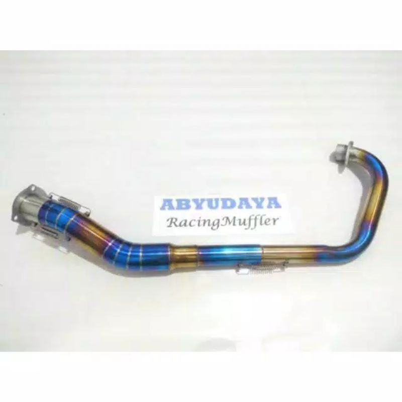 leher knalpot BLUEMOON rainbow dan adaptor satria fu