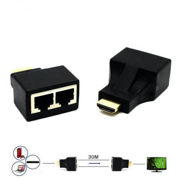 Hdmi extender lan double 30m cat 5e 6 1080p hdcp for Dvd ps3 stb - Hdtv to rj45 double 30 meter