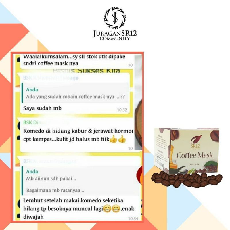 COFFEE MASK PEELING SR12 / PEELING HERBAL SR12/ PEELING KOPI ROBUSTA/ PEELING ALAMI