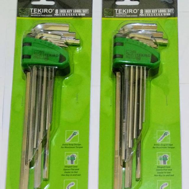 TEKIRO kunci L set Panjang 8pc Metric / TEKIRO Hex key Set 8pc extra long