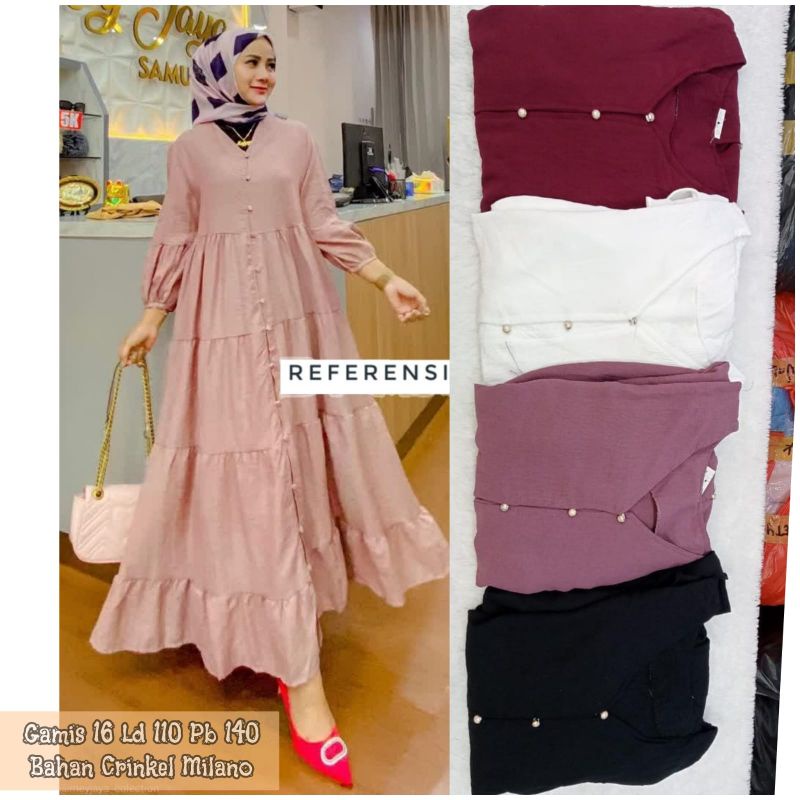 promo fhasion wanita-gamis kancing 1000 slimfit premium import/termurah/tebaru/trendy kekinian