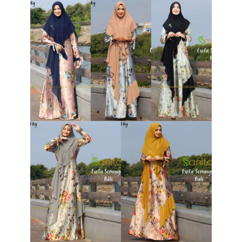 gamis syari seminyak excotik bali by sanita original / gamis set hijab sanita /gamis ceruty babydoll