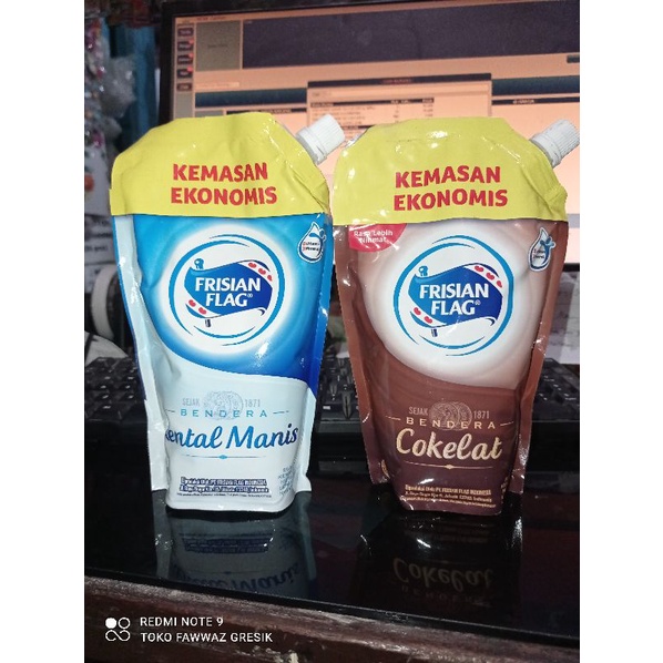 Susu kental manis Bendera Frisian Flag Putih Cokelat pouch 545gr / BENDERA KENTAL MANIS POUCH 545 GR