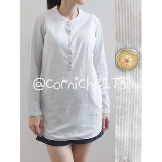  Corniche  Nadia Blouse Blue TP230960 Shopee Indonesia