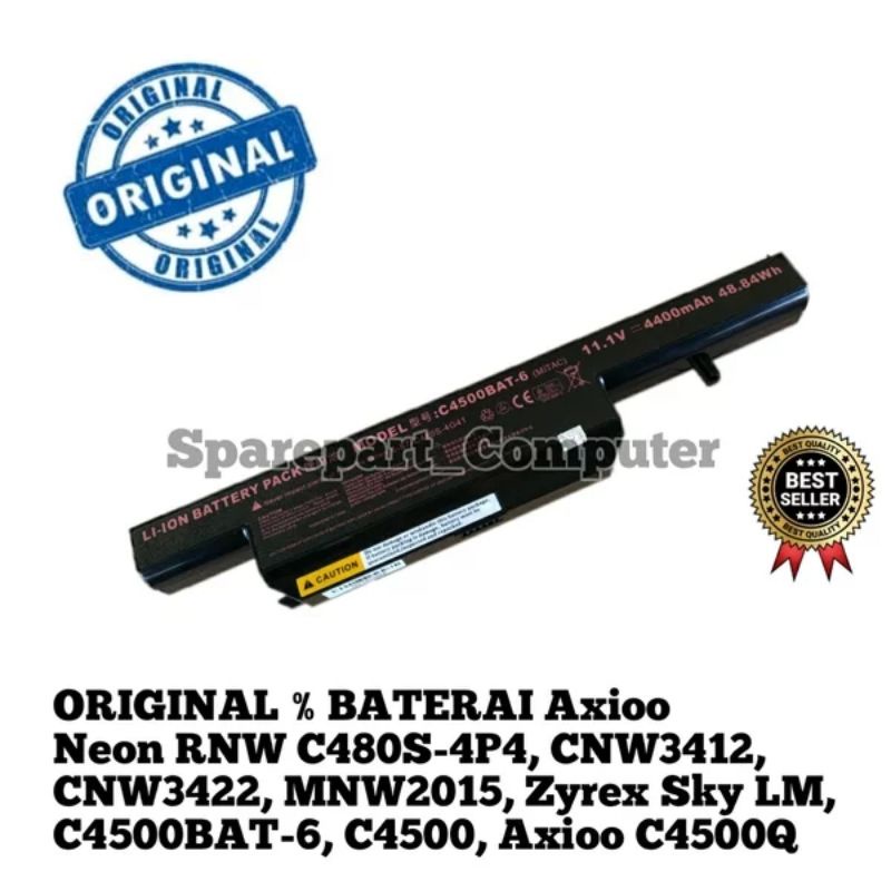 Baterai Battery Batre Axioo Neon RNW, CNW, MNW, Zyrex Sky LM, C4500BAT-6, C4500