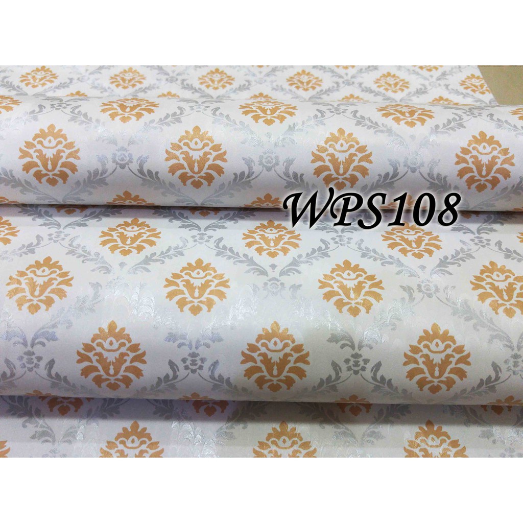 WPS108 SILVER N GOLD DIAMOND WALLPAPER STICKER 45CMX5M STIKER DINDING TEMBOK RETRO KLASIK CLASSIC DI